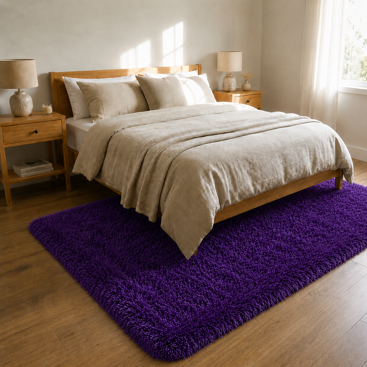 Alfombra decorativa Estilo Shaggy Color Morado - Ambiente