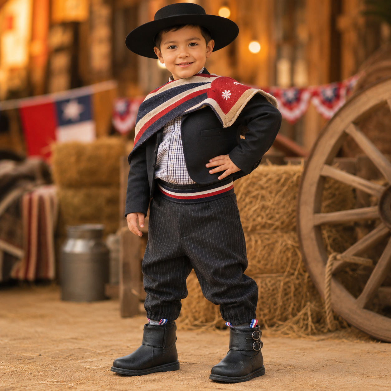 Zapato Botín Huaso Niño Suela Plana - Vista Frontal