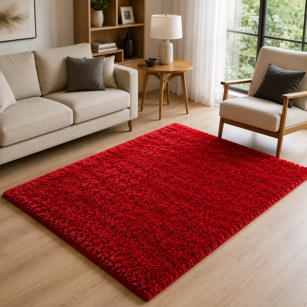 Alfombra Shaggy Roja 150x200 cm