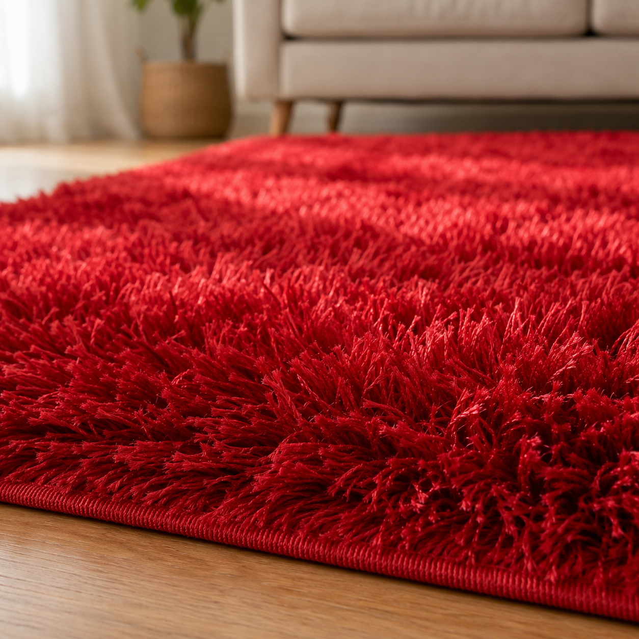 Alfombra Shaggy Roja Textura