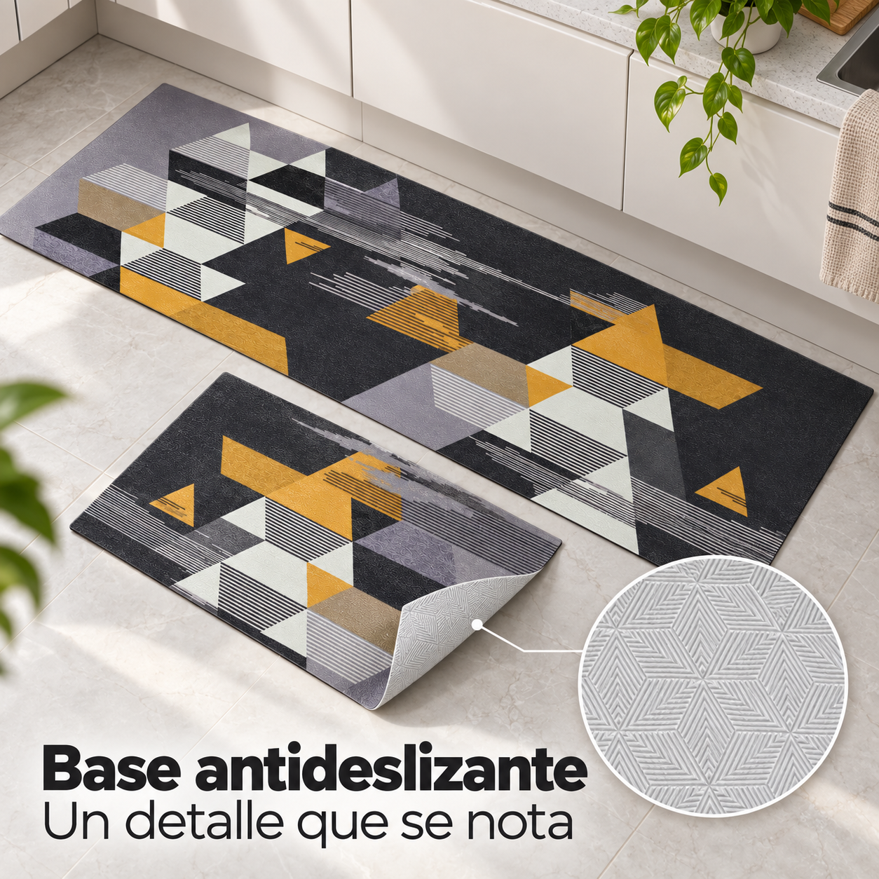Detalle de Alfombra Geométrica Gris