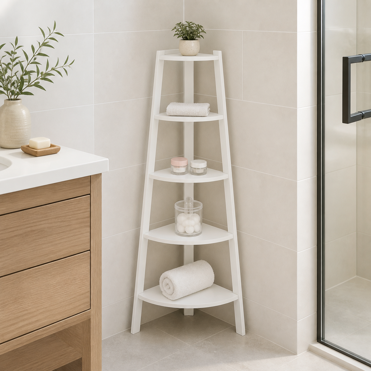 Mueble Esquinero Multiambiente 5 Niveles Blanco - Detalle