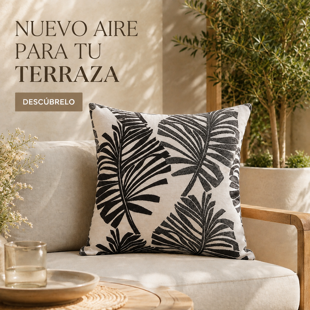 Decoración con fundas para cojín diseño hojas