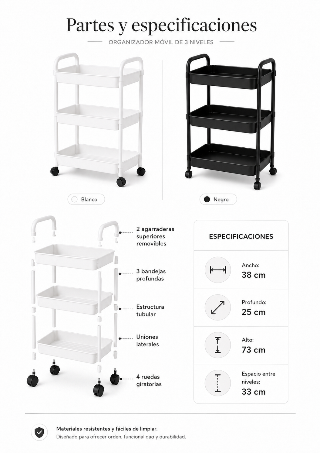 Detalle Organizador de Espacio Blanco
