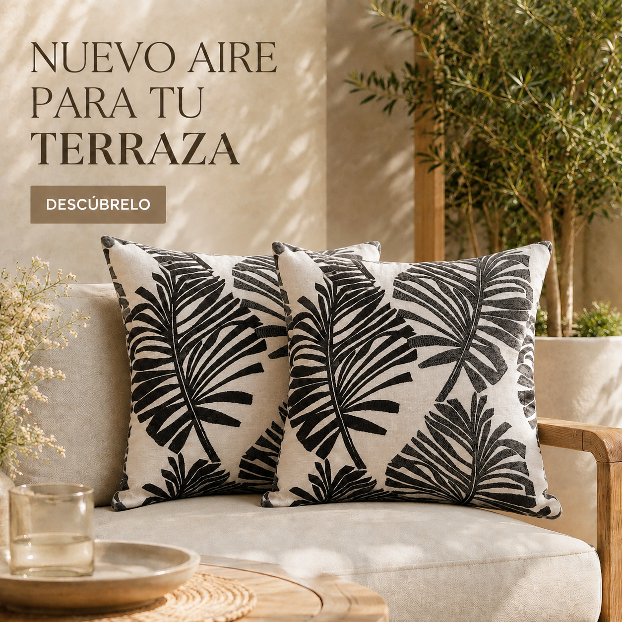 Fundas para cojin Elegantes Design Hojas Negro - Ambientación