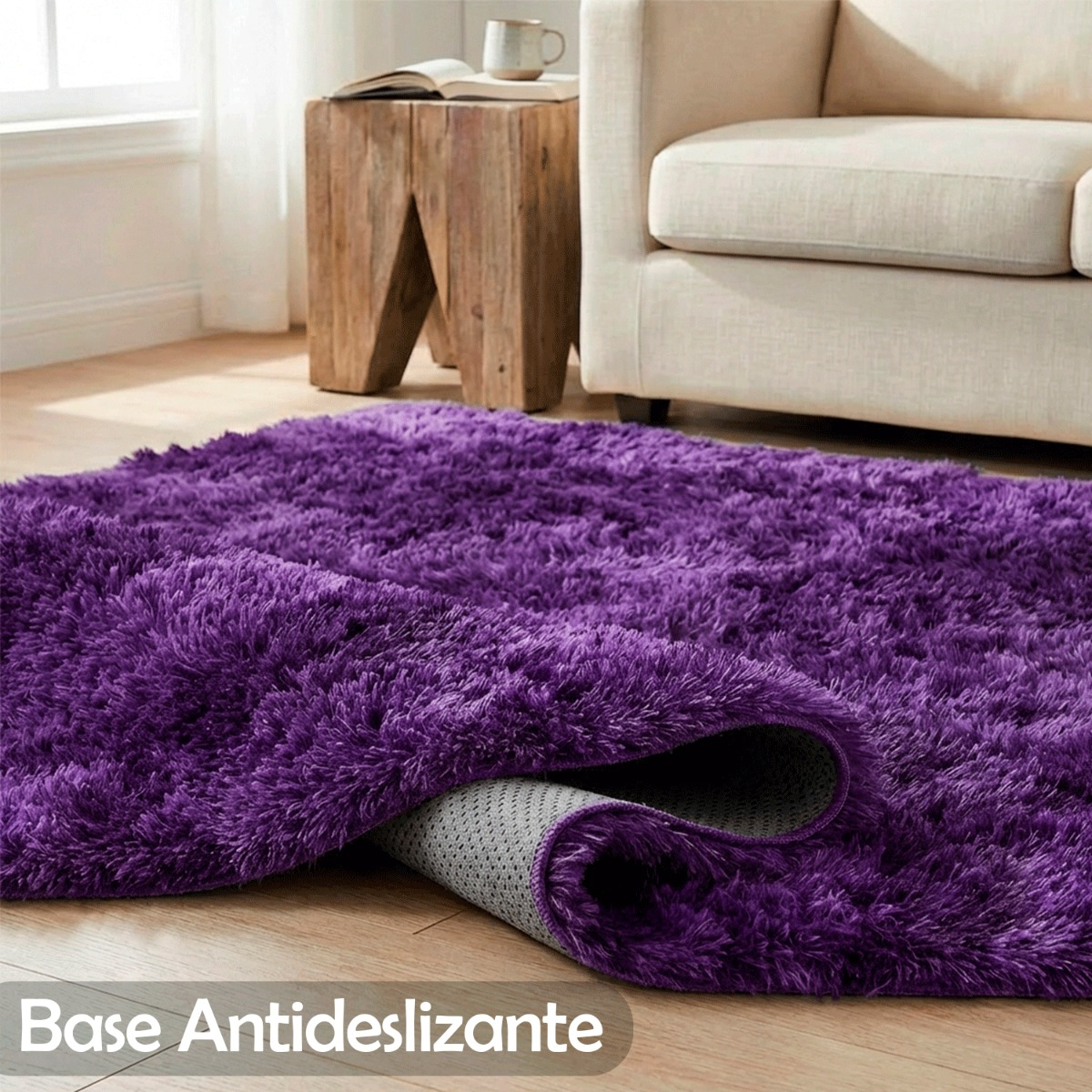 Alfombra decorativa Estilo Shaggy Color Morado - Detalle Textura
