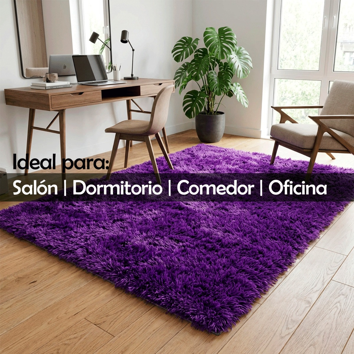 Alfombra decorativa Estilo Shaggy Color Morado - Vista Principal