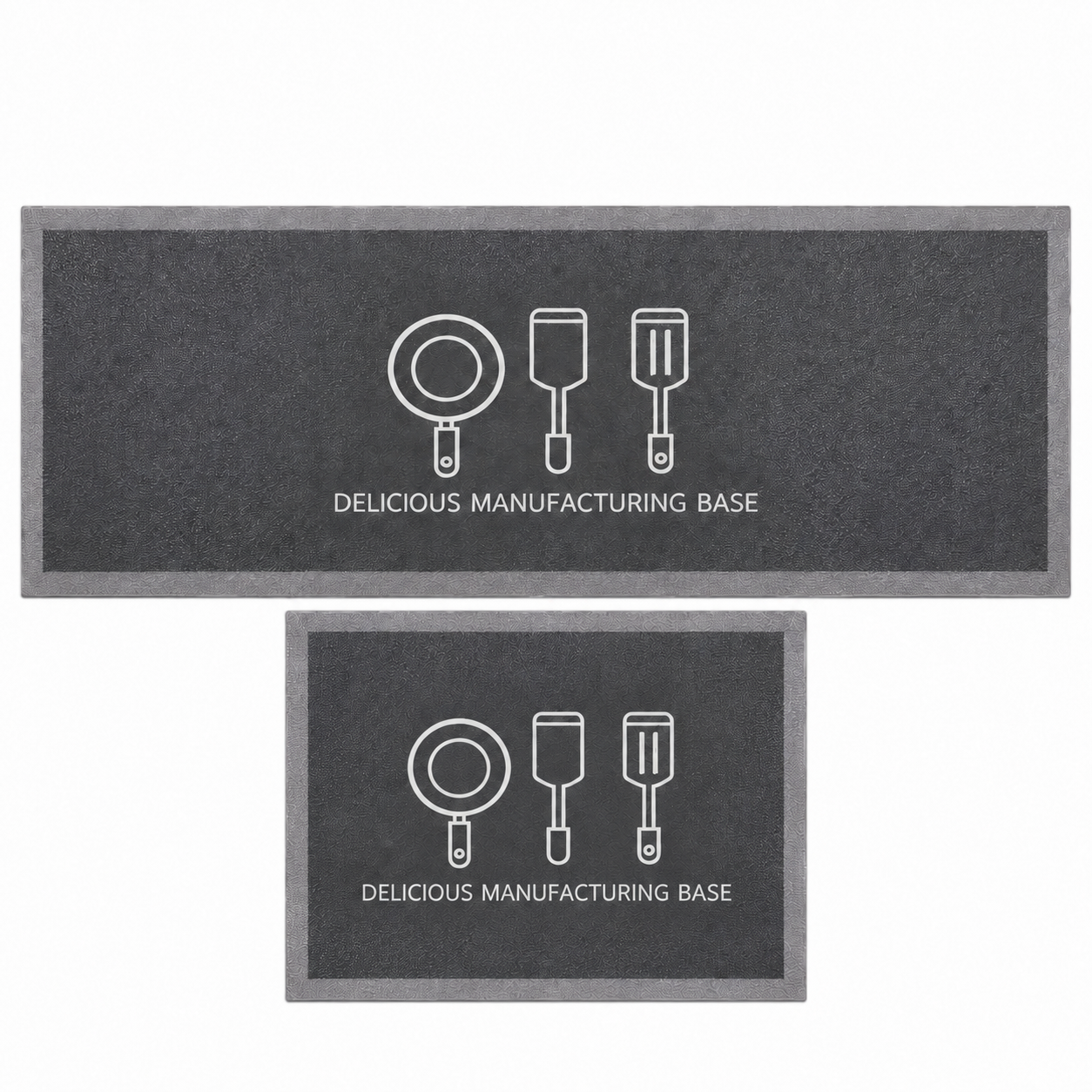 Set 2 Alfombras De Cocina Gris Oscuro Utensilio