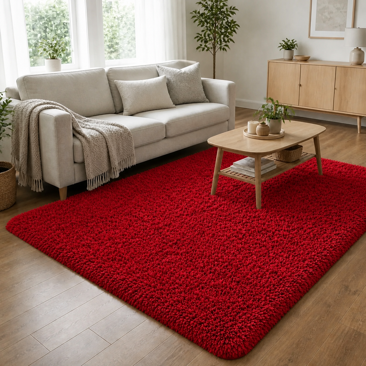 Alfombra Shaggy Pelo Medio Rojo 180x200