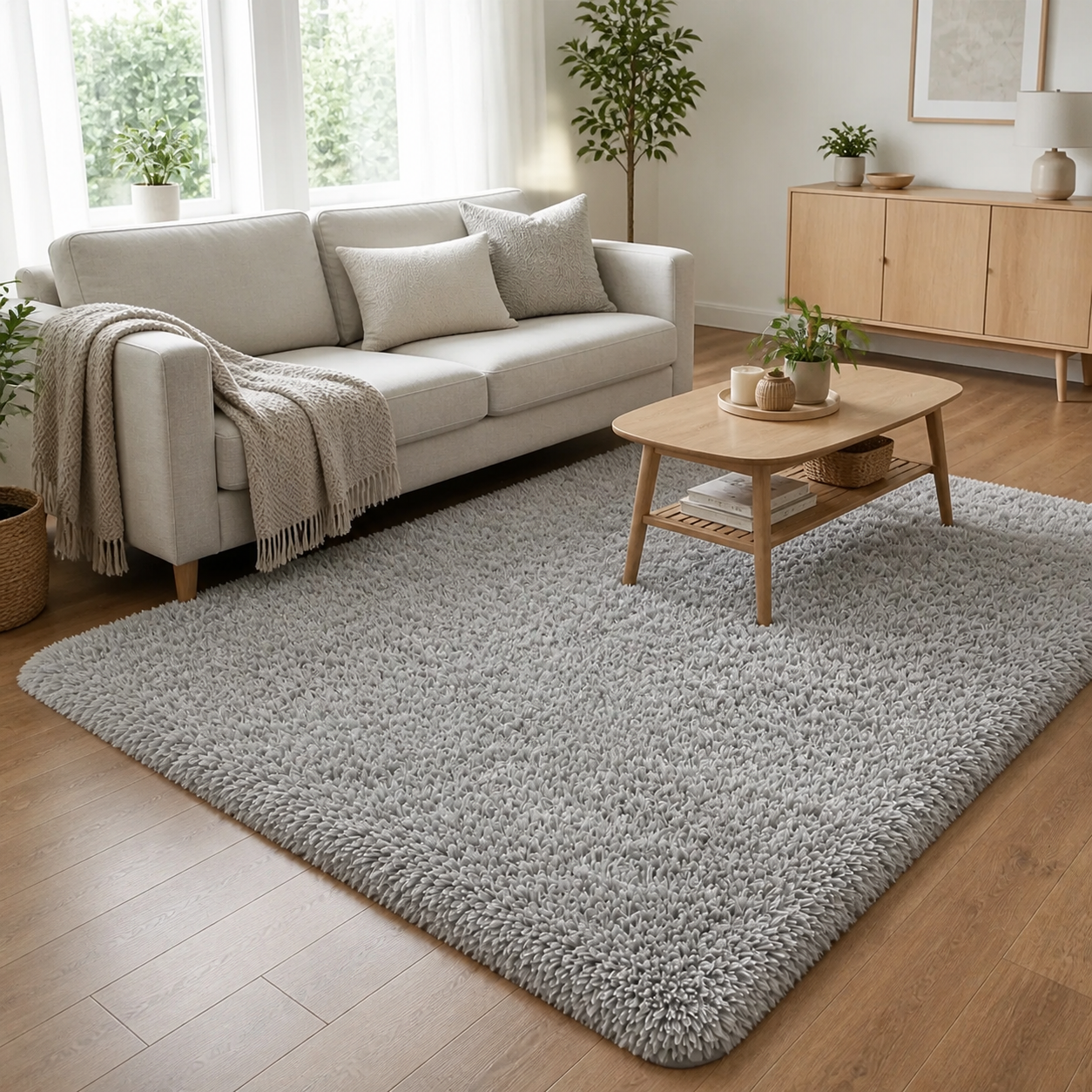 Alfombra Peluda Shaggy Gris 180x200