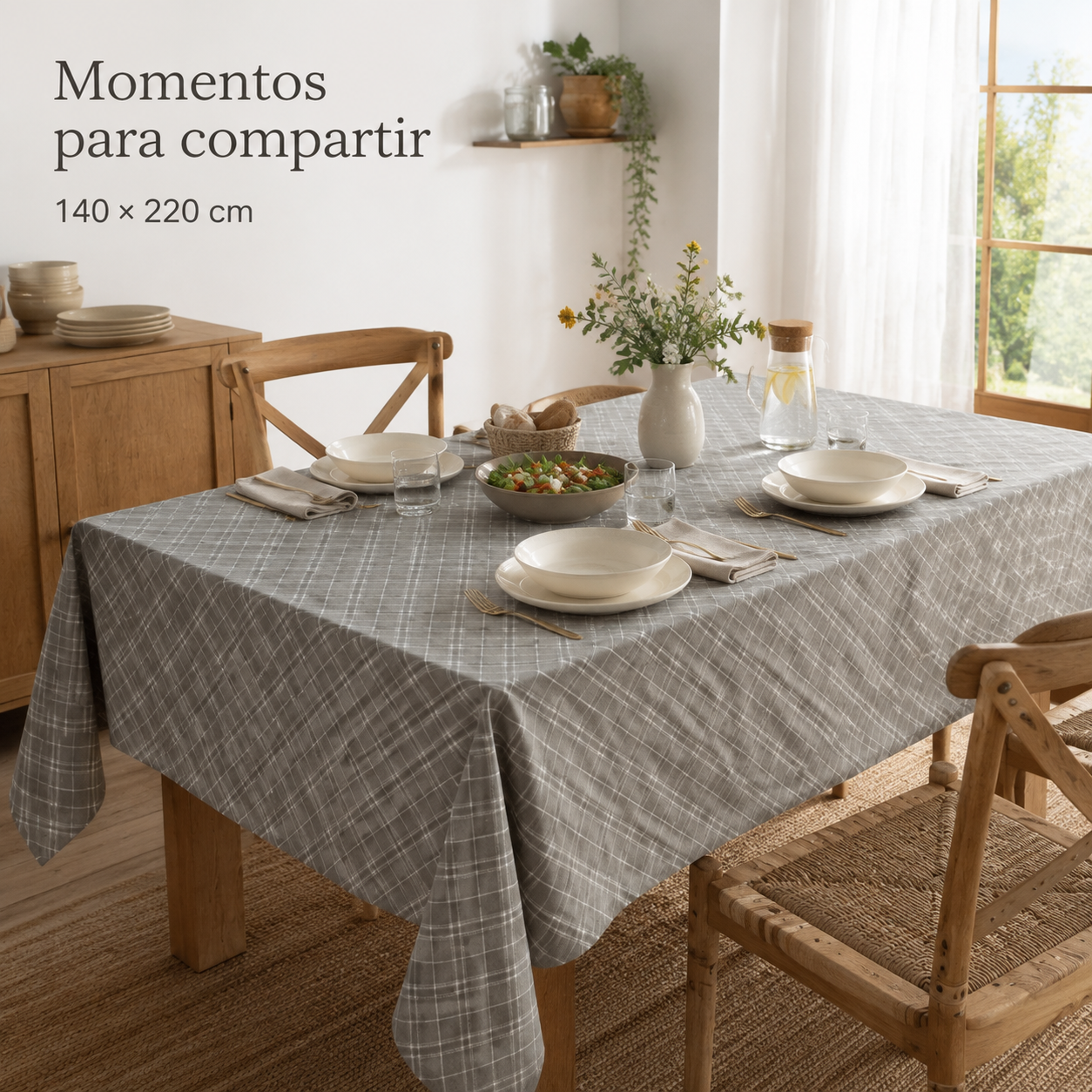 Uso de Mantel Rectangular Gris