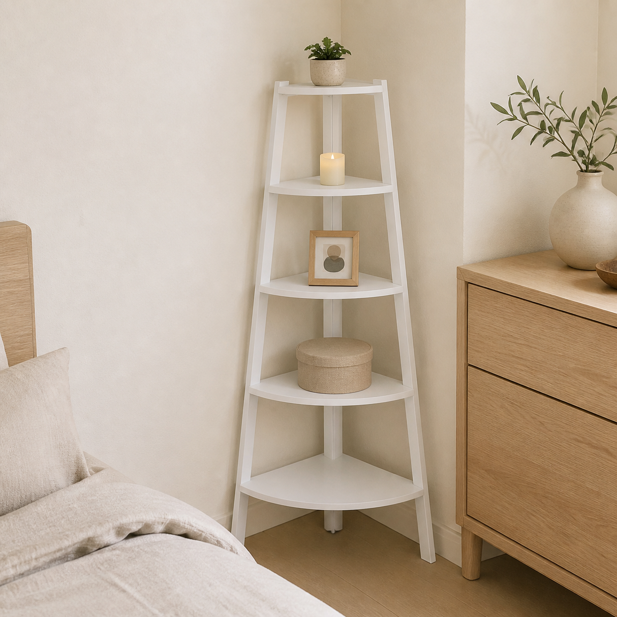 Mueble Esquinero Multiambiente 5 Niveles Blanco - Ambiente