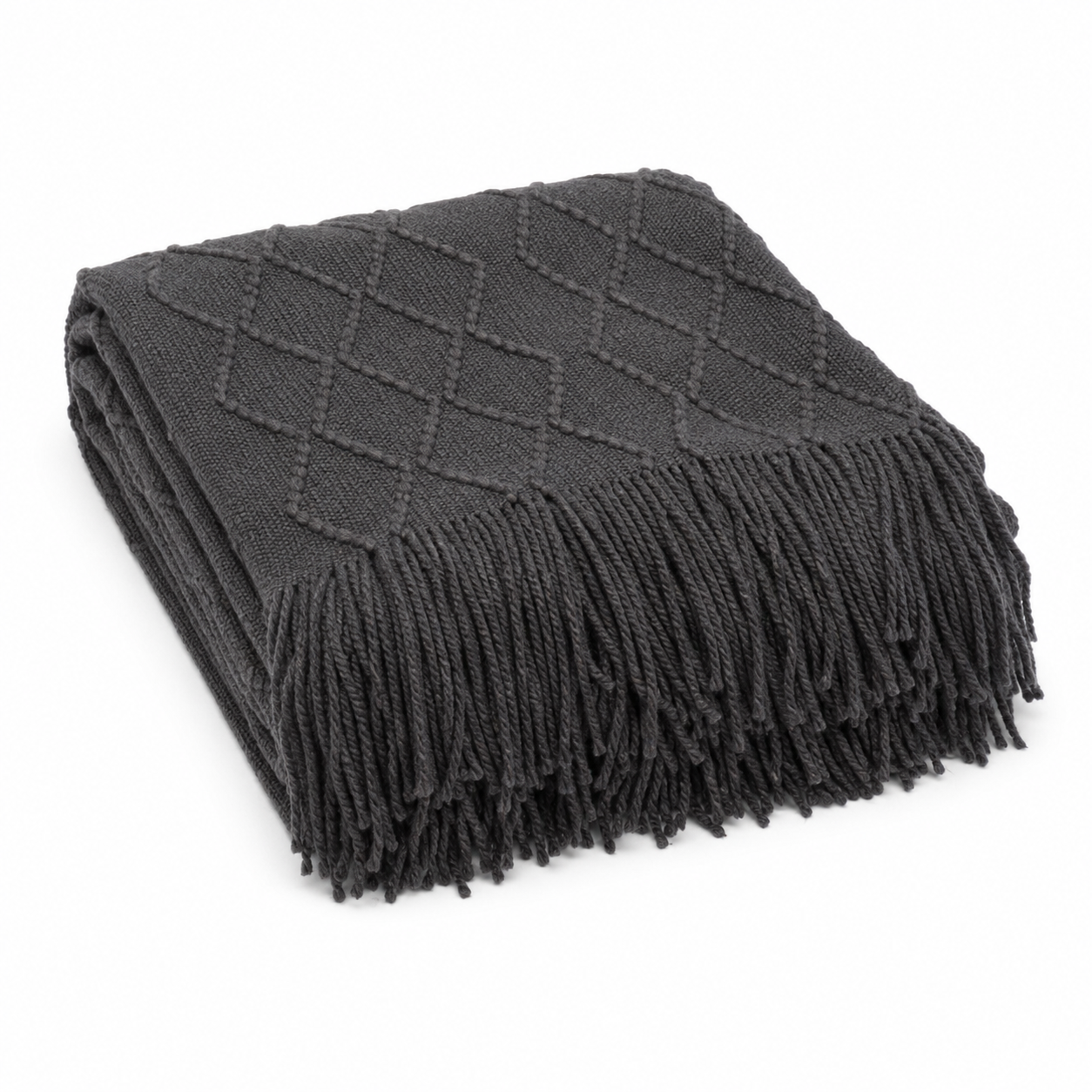 Manta Gris Oscuro Decorativa Armonia
