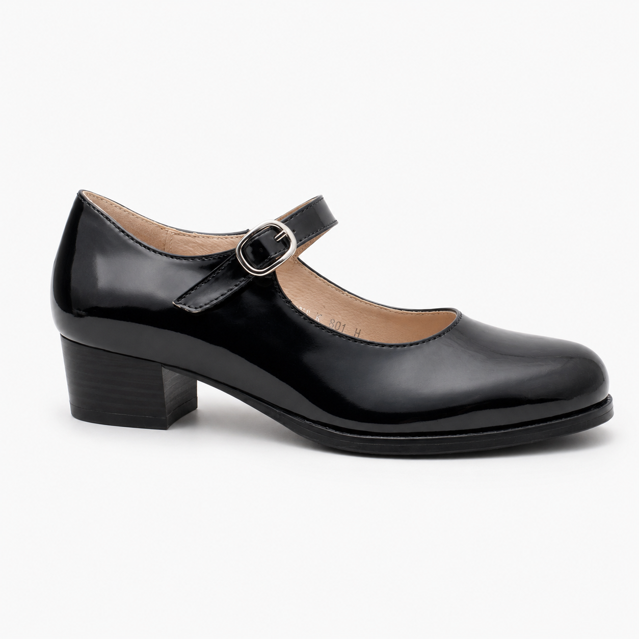 Zapatos Folclóricos Mujer Negro Charol Detalle