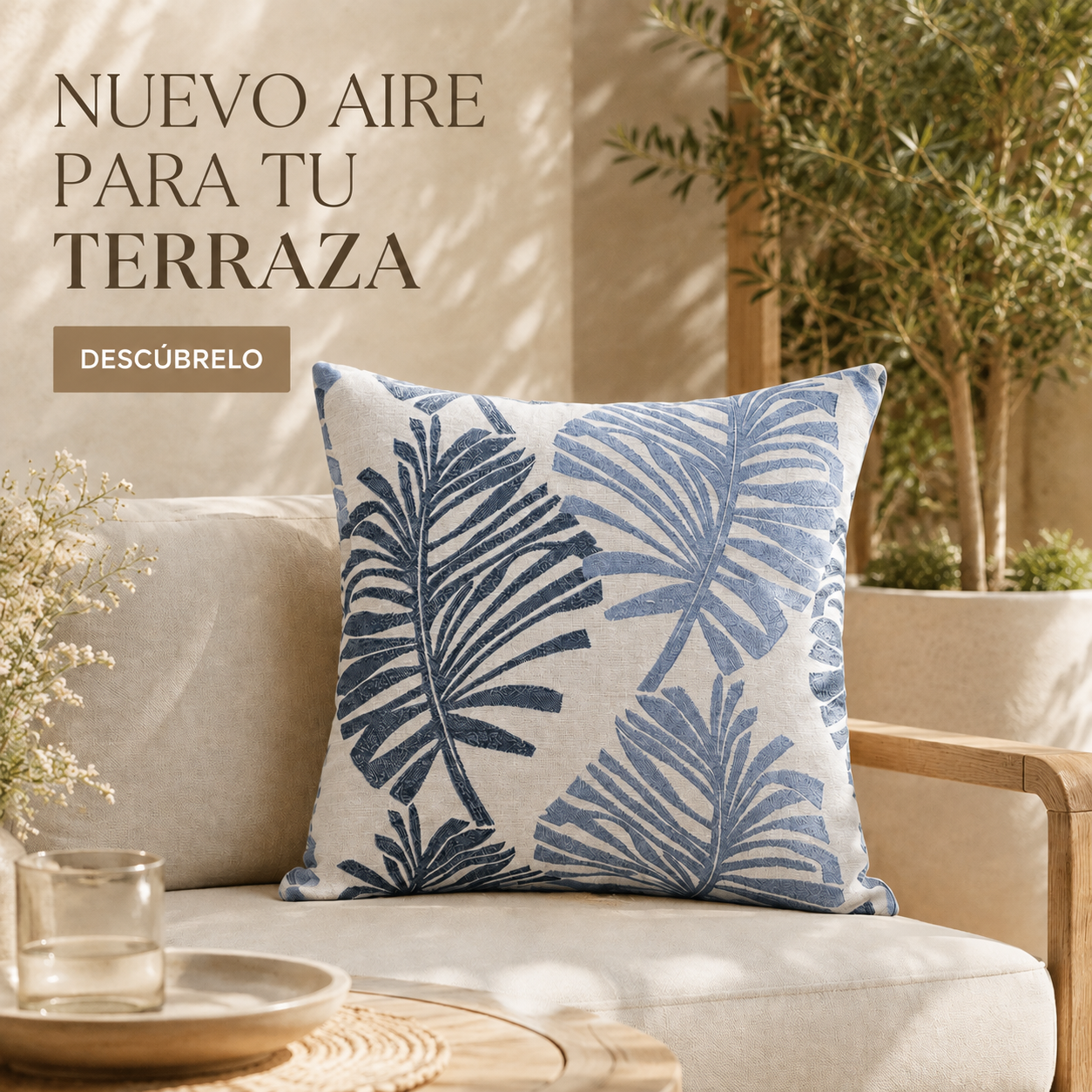Funda de cojín poliéster azul