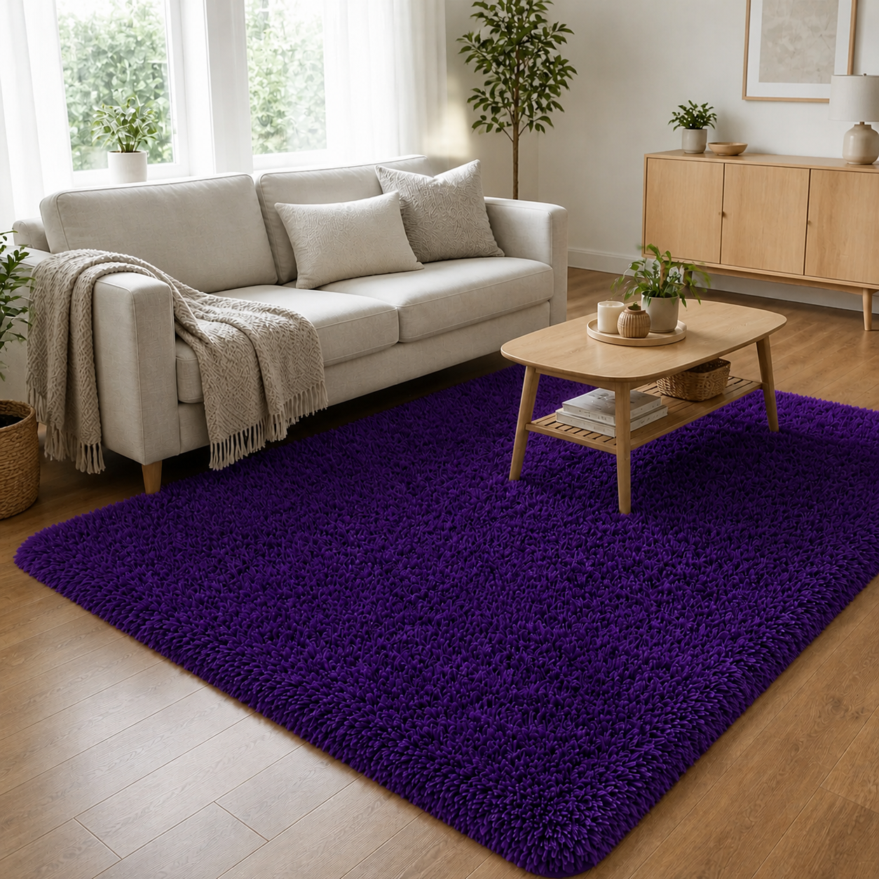 Alfombra Shaggy Morada Vista Principal