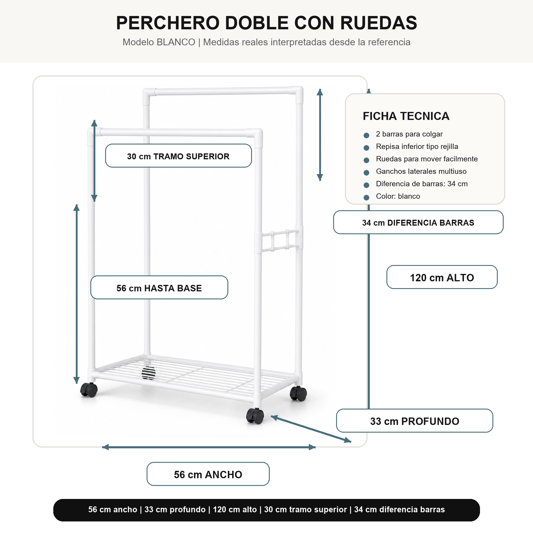 Perchero Plegable Metálico Negro