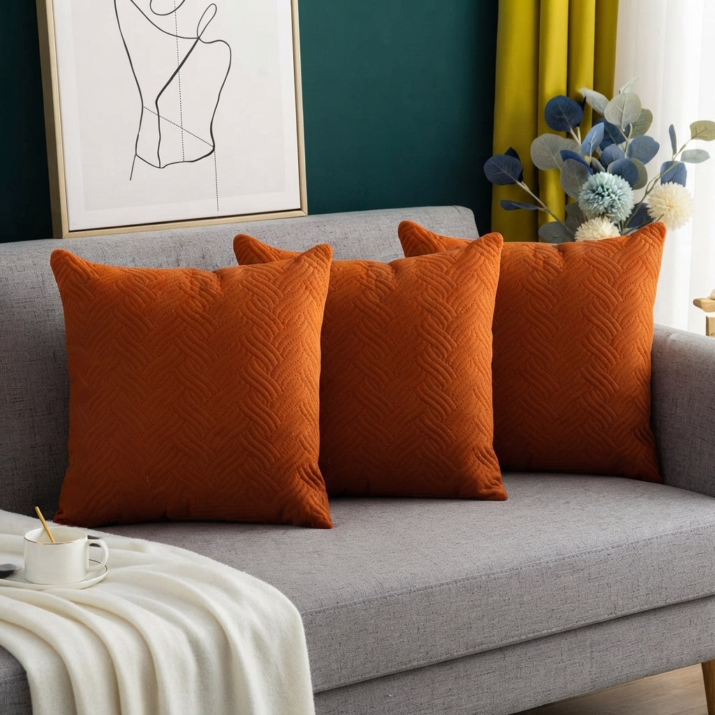 Decoración de interiores con fundas naranjo
