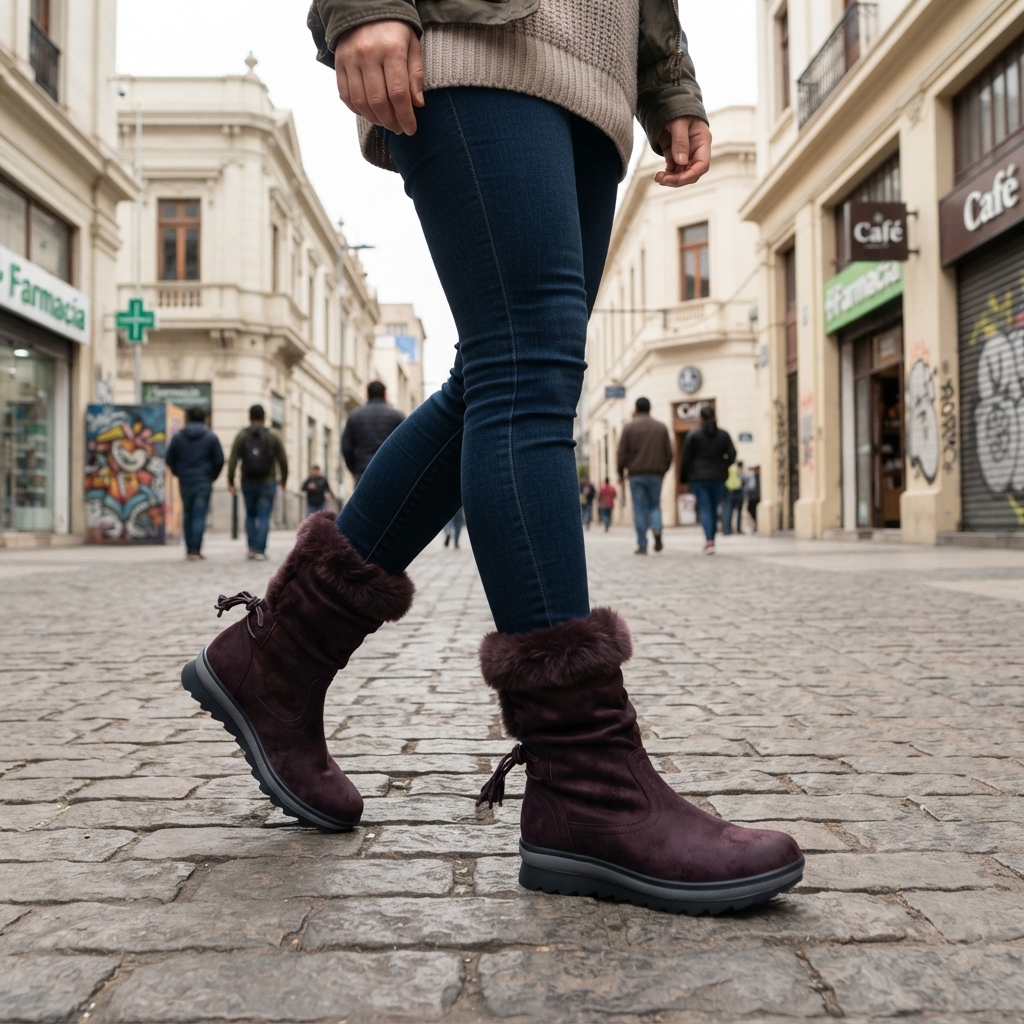 Botas Caña Alta Mujer Casual Marrón en Uso