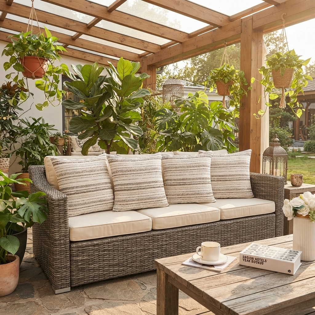 Ambiente con Fundas Decorativas Café