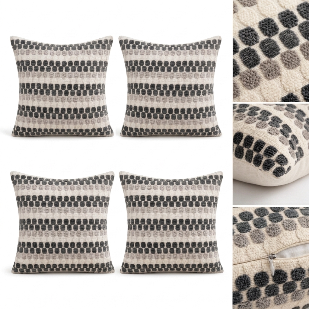 Funda de Cojín Geométrico Gris Vista de Ambiente