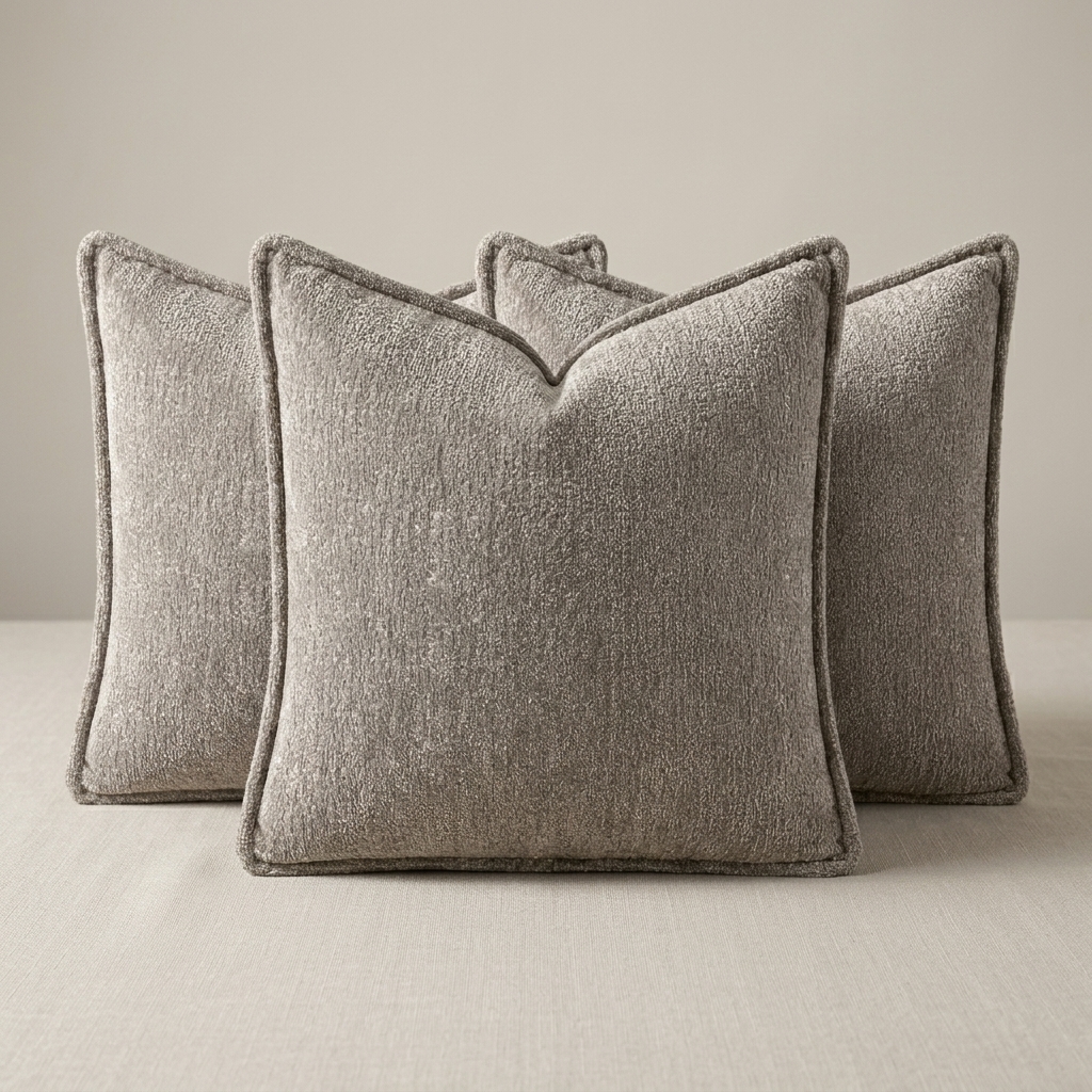 Funda De Cojín Decorativa Gris Borde