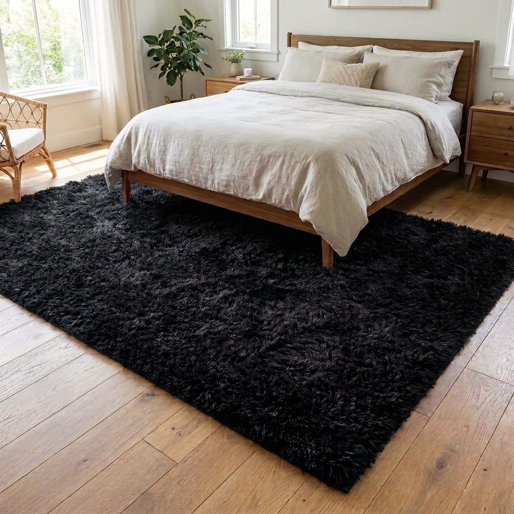 Alfombra Shaggy Negra 150x200