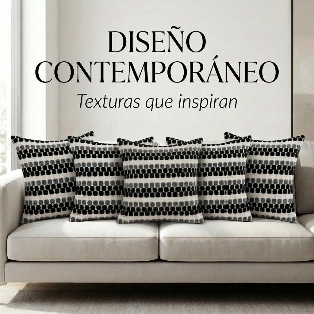 5 Fundas Para Cojín Diseño Geométrico Texturado Negro